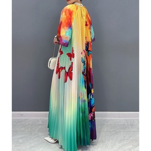 Butterfly Colorful Gradient Pleats Dress / バタフライ カラフル グラデーション プリーツ ワンピース