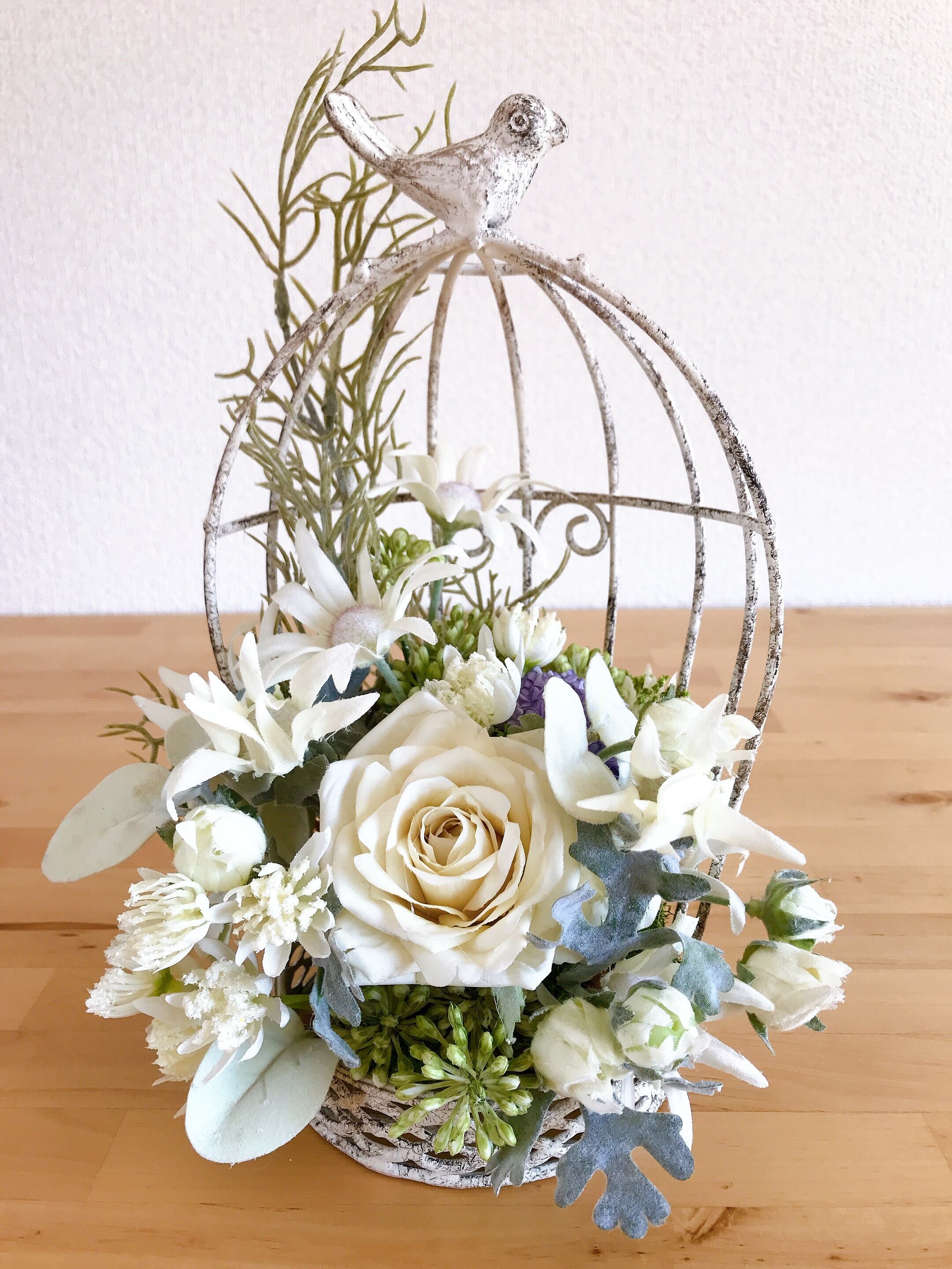 鳥かごフラワーアレンジ Q131 171 Hakococo