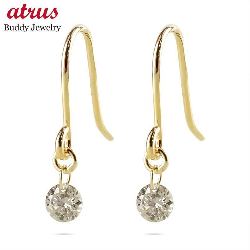 18金 ピアス ダイヤモンド ゴールド レーザーホール ダイヤ レディース