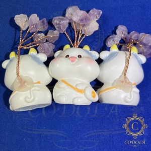 干支　丑　アメジスト　一粒売り　置き物　天然石　丑年　かわいい　十二支　うし年