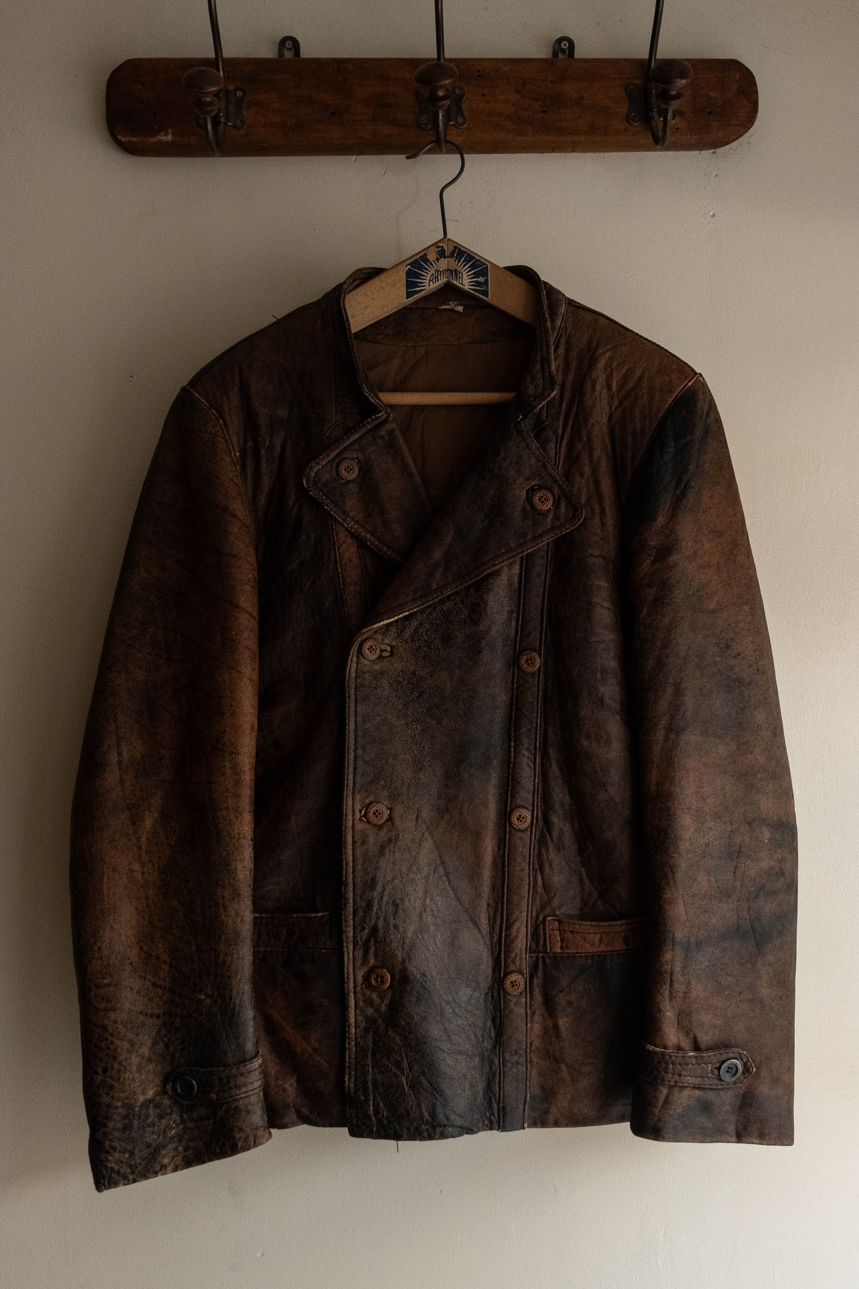 ジャケット・アウター 1950-60s Sweden double leather jacket 50-60s Sweden Vintage Double Breasted Leather J