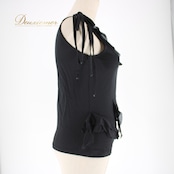 社交ダンス 衣装 スタンダード トップス レッスンウェア PASSOROSA Chacott チャコット ブラック系 黒 無地 リボン レース 袖なし アーバンブラック おしゃれ 練習用 体型カバー フィット感 シンプル 上品 伸縮性 スタイリッシュ レディース 人気 日本製 衣装用トップス