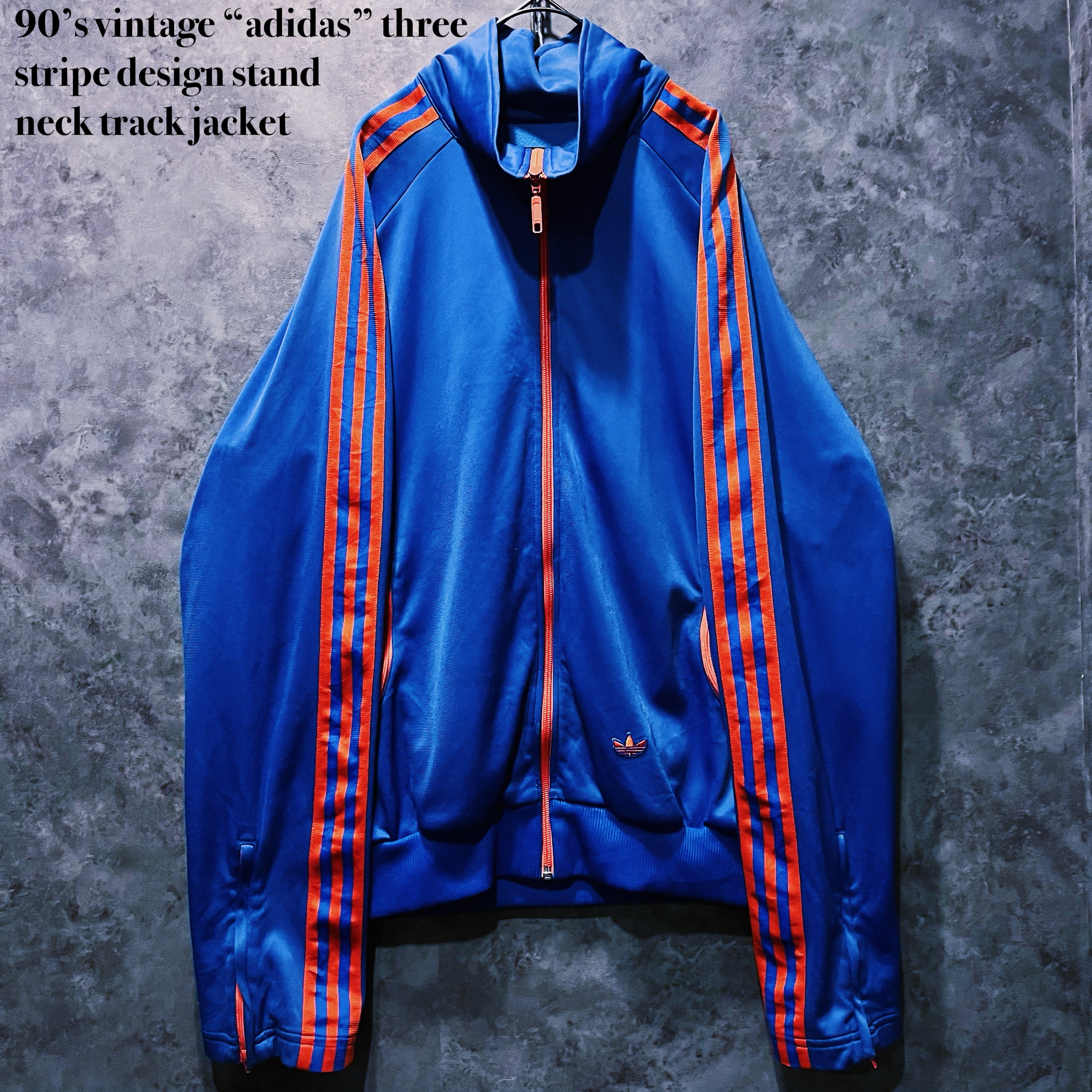 【doppio】90’s vintage “adidas” three stripe design stand neck track jacket