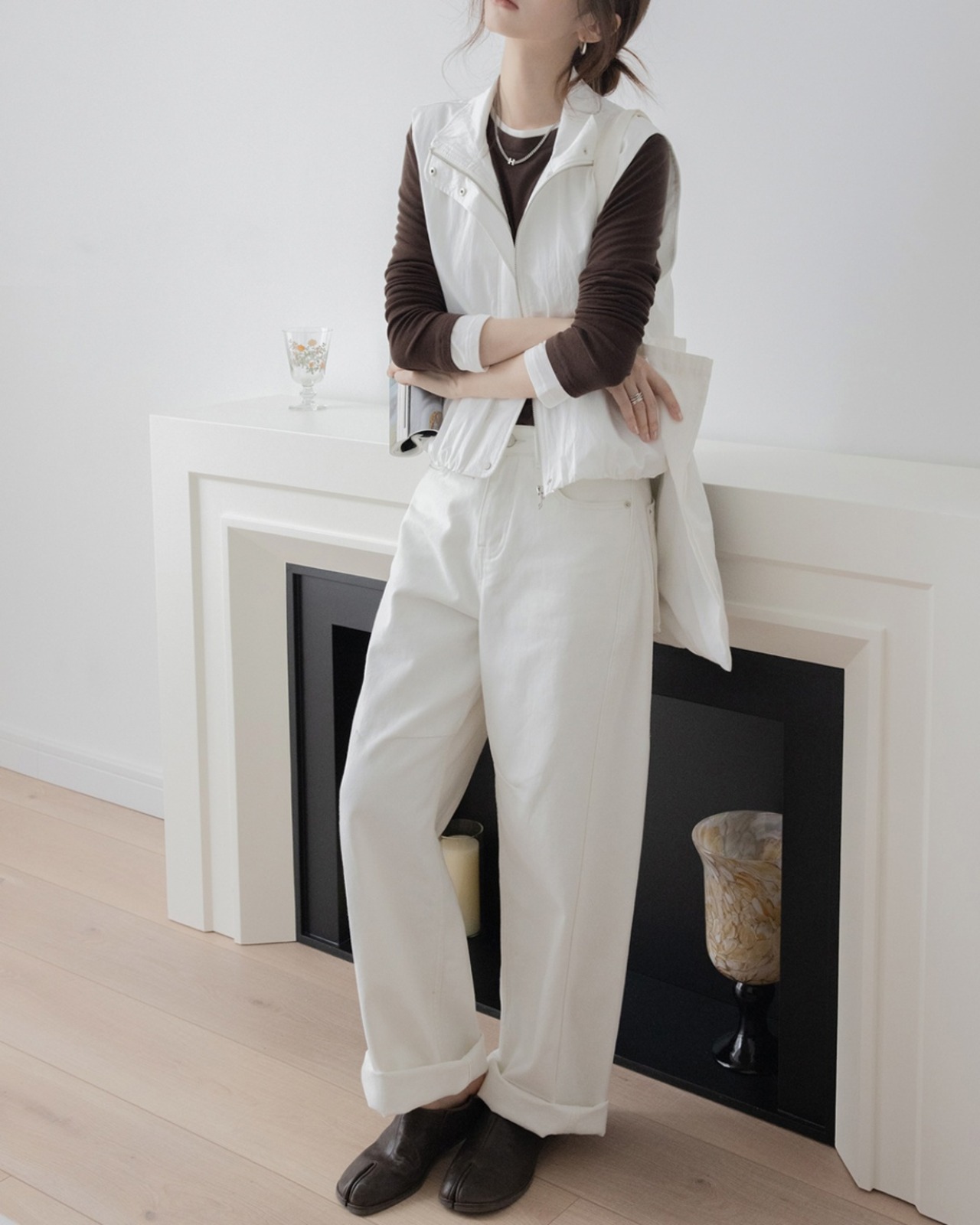 Simple fake layered long sleeve T-shirt T20056