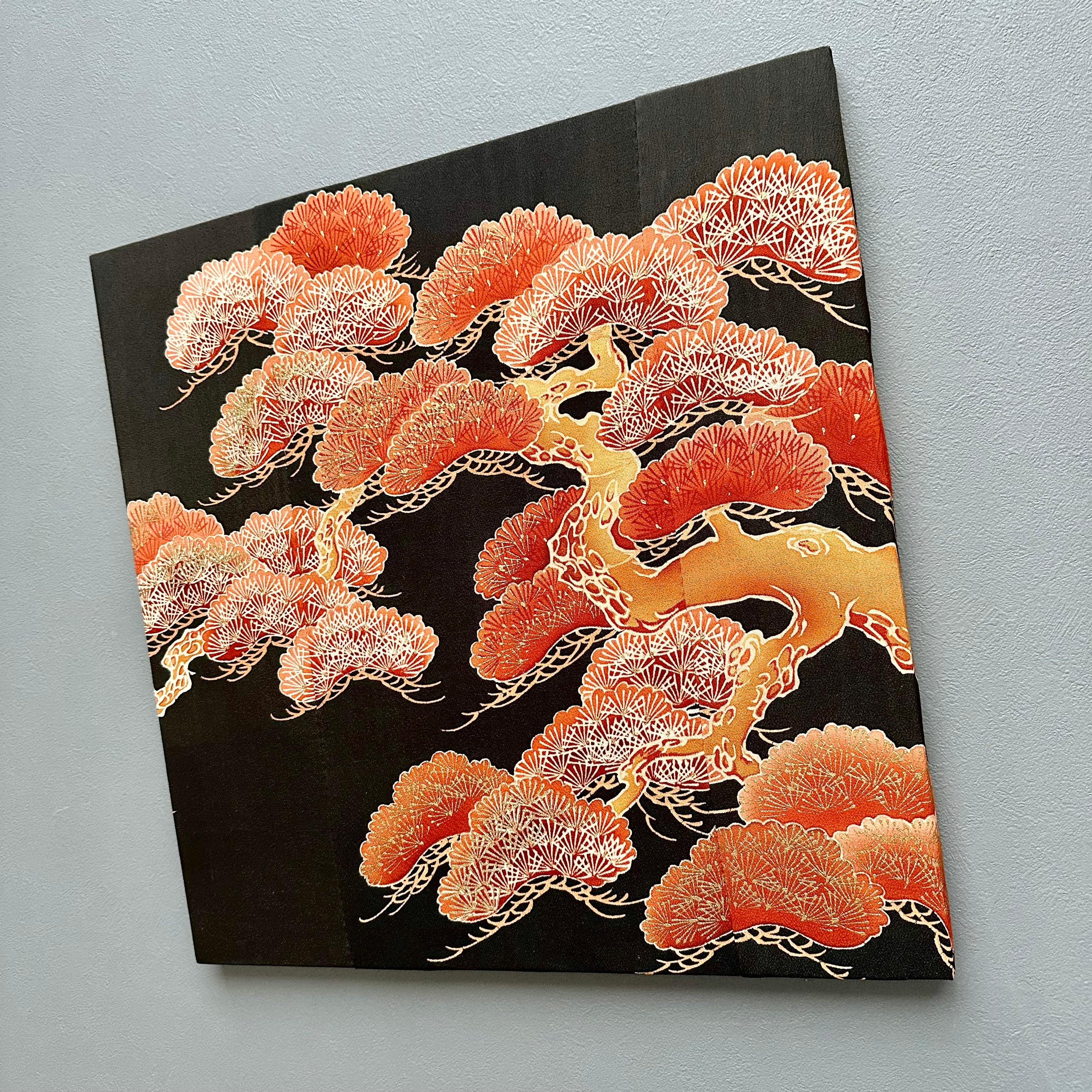 Kimono fabric panel ※45×45cm 大きな着物のファブリックパネル 漆黒に