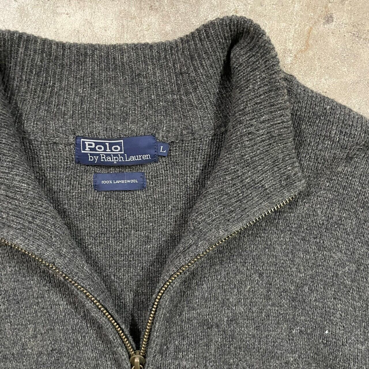 Polo Ralph Lauren〗90's Lamb wool elbowpatch design driver knit