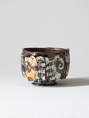 ウエダキヨアキ Kiyoaki Ueda | 57 白土金彩茶碗 木箱付き（和紙絵付け）