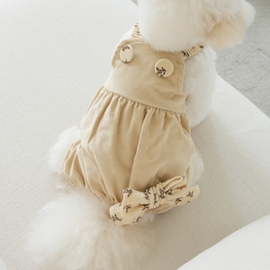 XL即納【liladog】Corduroy Button Rompers《Beige》