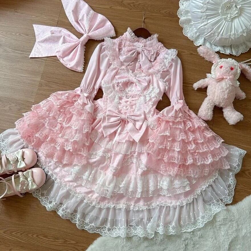 ロリータファッション 甘ロリ｜JSK＋姫袖ブラウス3点セット（ピンク