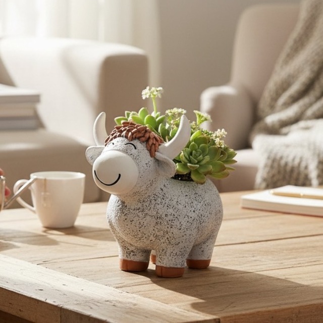 アニマルポット バッファロー フラワーポット 鉢 植木鉢 どうぶつ かわいい ガーデニング ガーデン 園芸 19925-1232