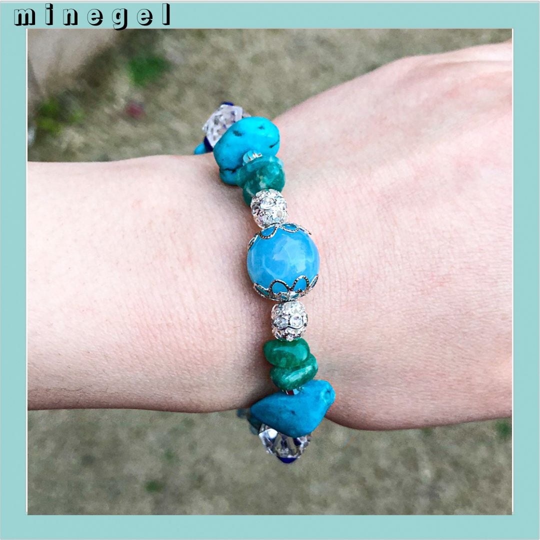 再販♡オーシャン アクアブルー ブレスレット✨️ターコイズ アクア