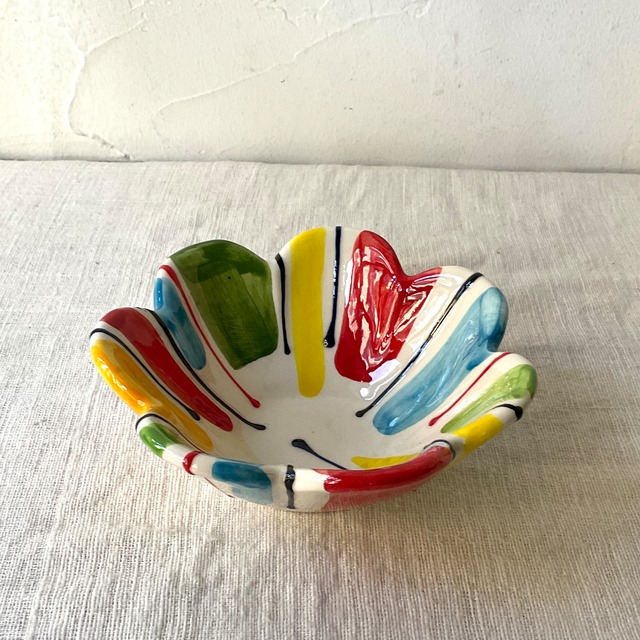 【スペイン陶器】フリルボウル（ストライプ）