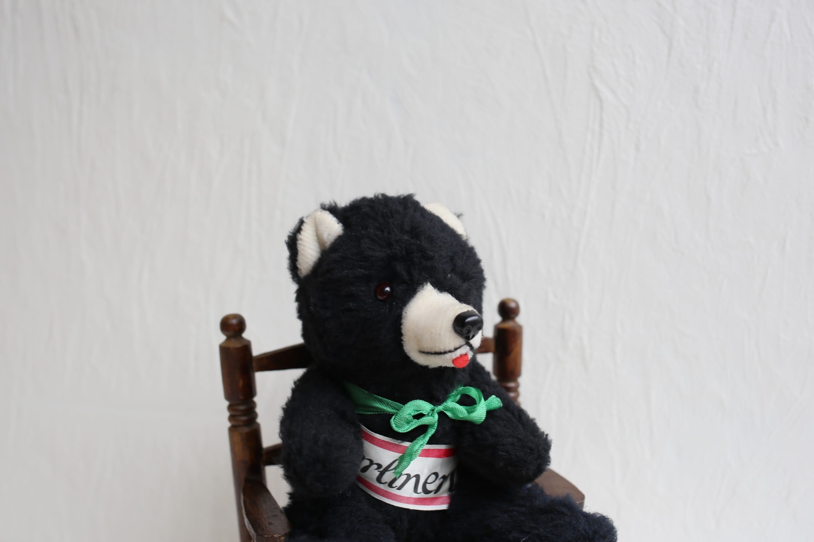 フランス アンティーク ヴィンテージ テディベア ベルリンベア ピーナッツベア 黒 約25cm N-05790