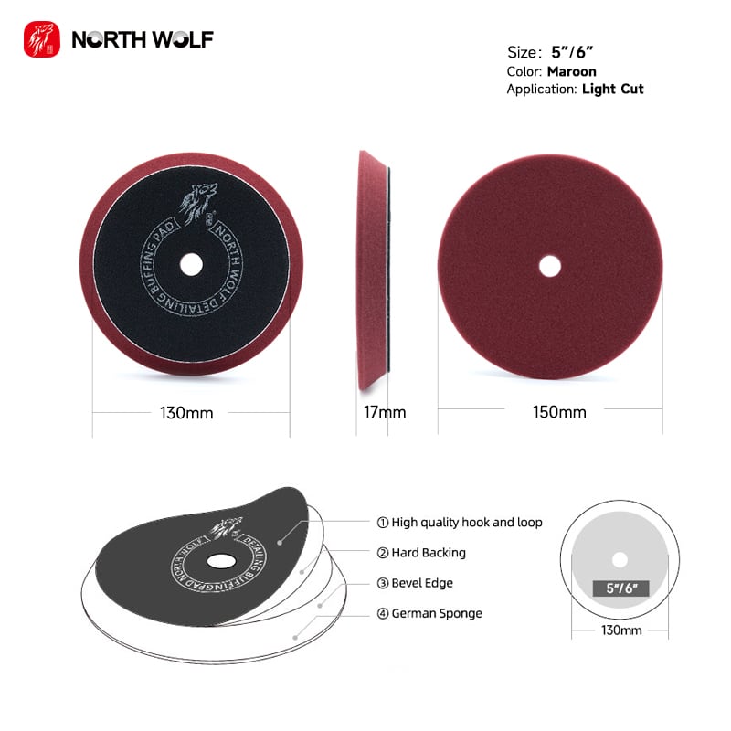 5インチ ウレタンバフ マルーン North Wolf | 磨き専門店 Detail Base