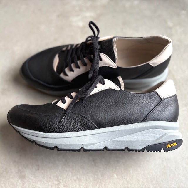 men's HAND MADE leatherスニーカー　Vibram sole　Black