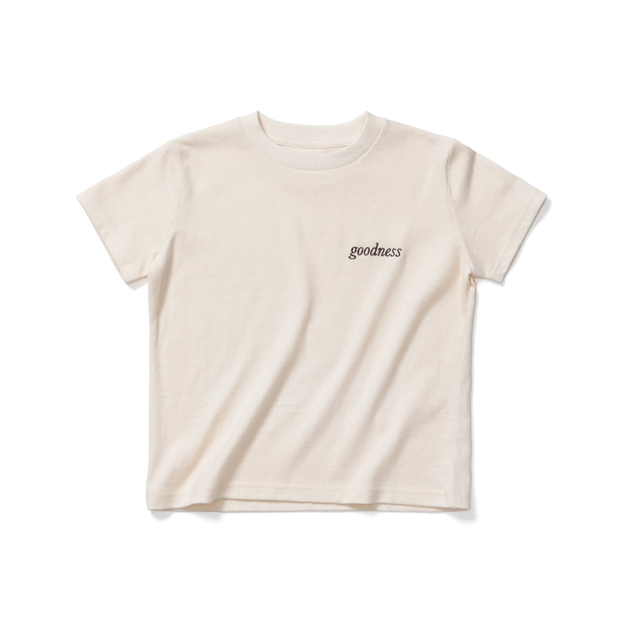 KIDS goodness logo crew neck T-shirt (Natural × Brown)