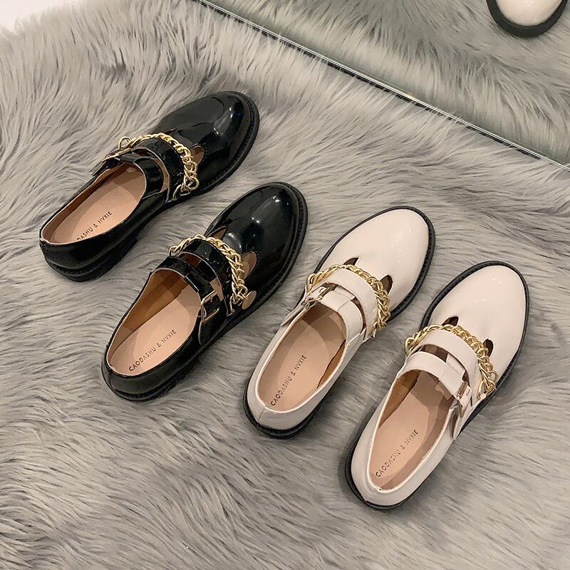 スタイルレザーレディーススプリング 靴 シューズ 春物 ラウンドトー 部族の婦人靴33507777719