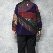 patch work design stand collar jacket