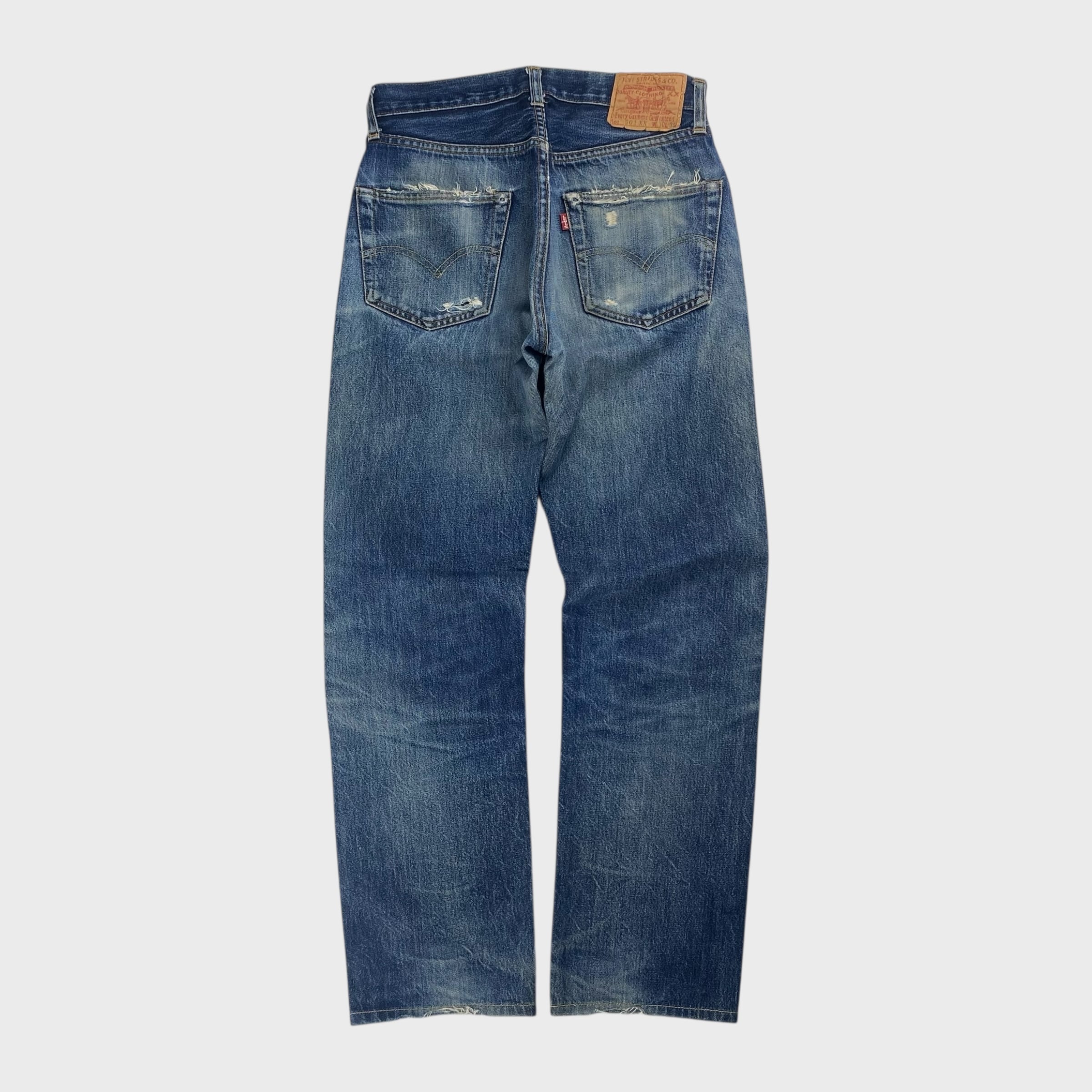 W38！LEVI'S 501XX リメイクホワイトデニムショーツ リベット555