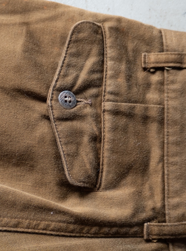 unknown 1990s Brown twill shadow stripe trousers