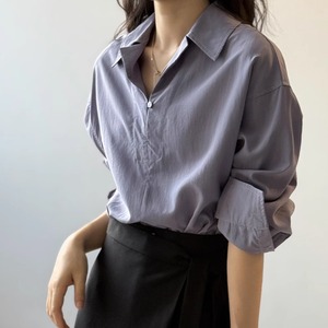 2色／Vネックルーズシャツ ・19825