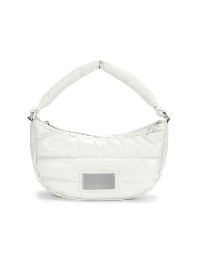 [MATIN KIM] FAUX LEATHER HALF MOON MIDDLE PADDING BAG IN IVORY