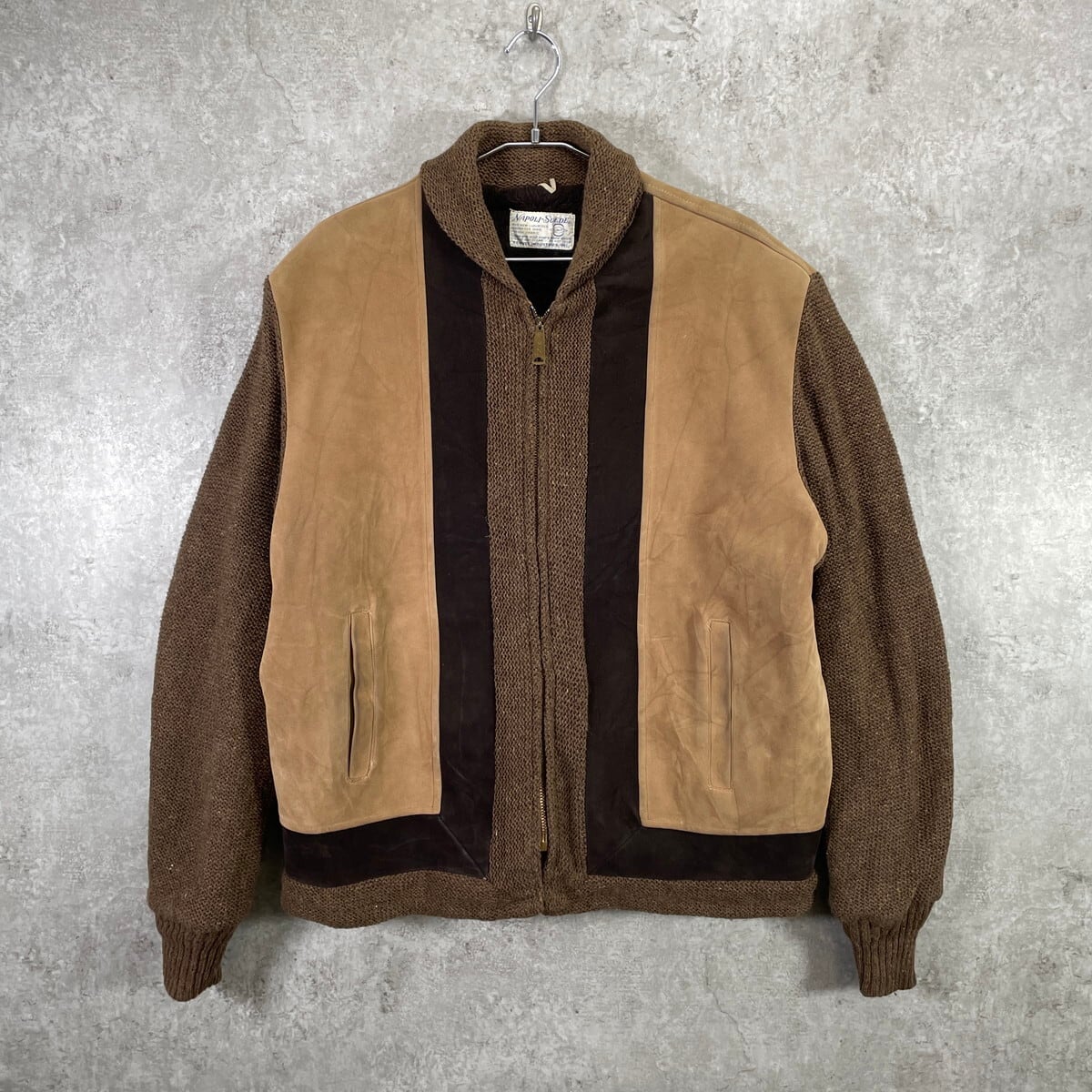 70年代 NAPOLI SUEDE ユーロ スエードレザー×ニットジャケット メンズ