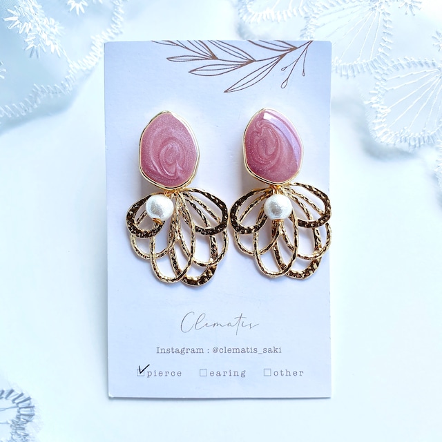 ◇D-1 変形マーブルピアス