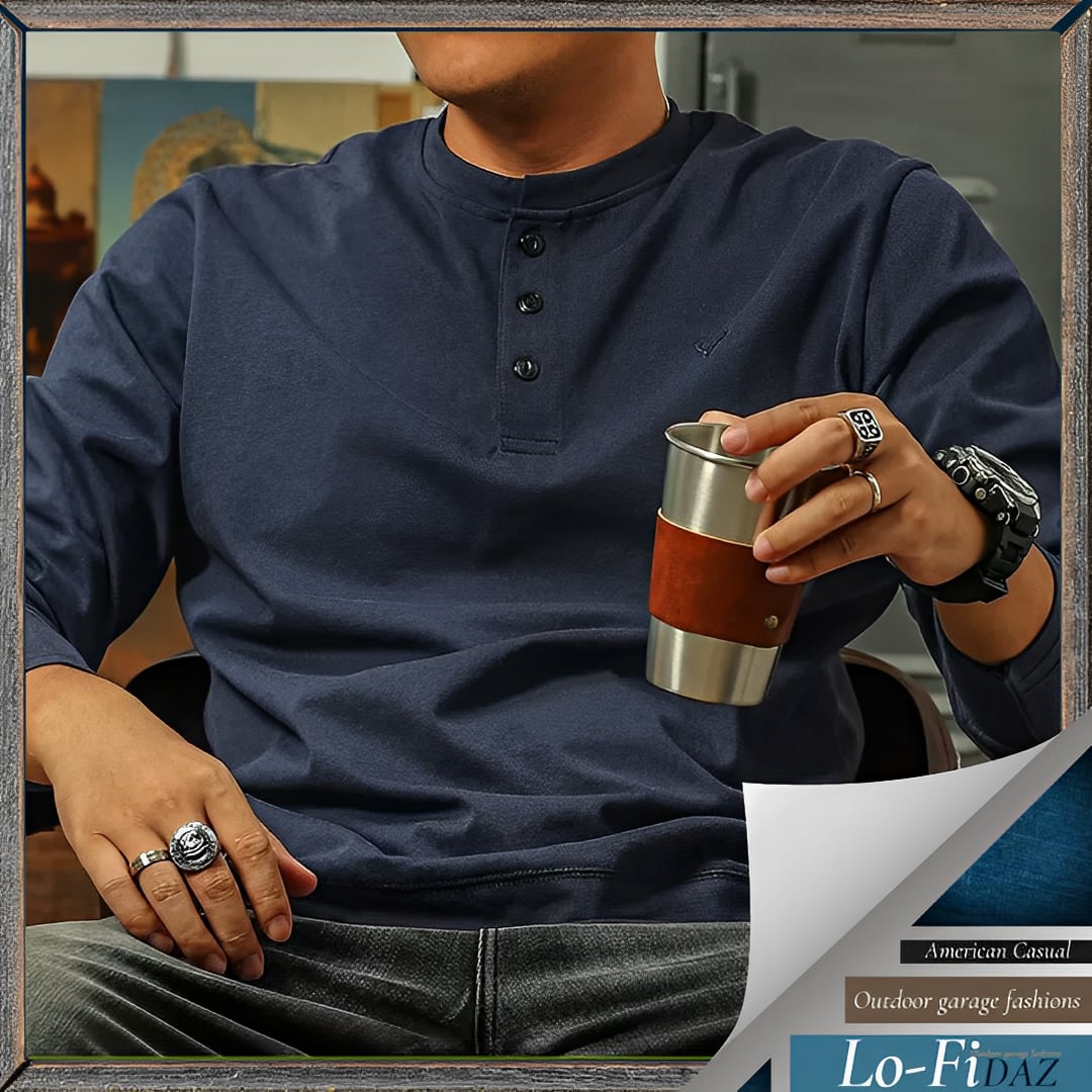 ヘンリーネック シンプルデザインロングTシャツ 30423