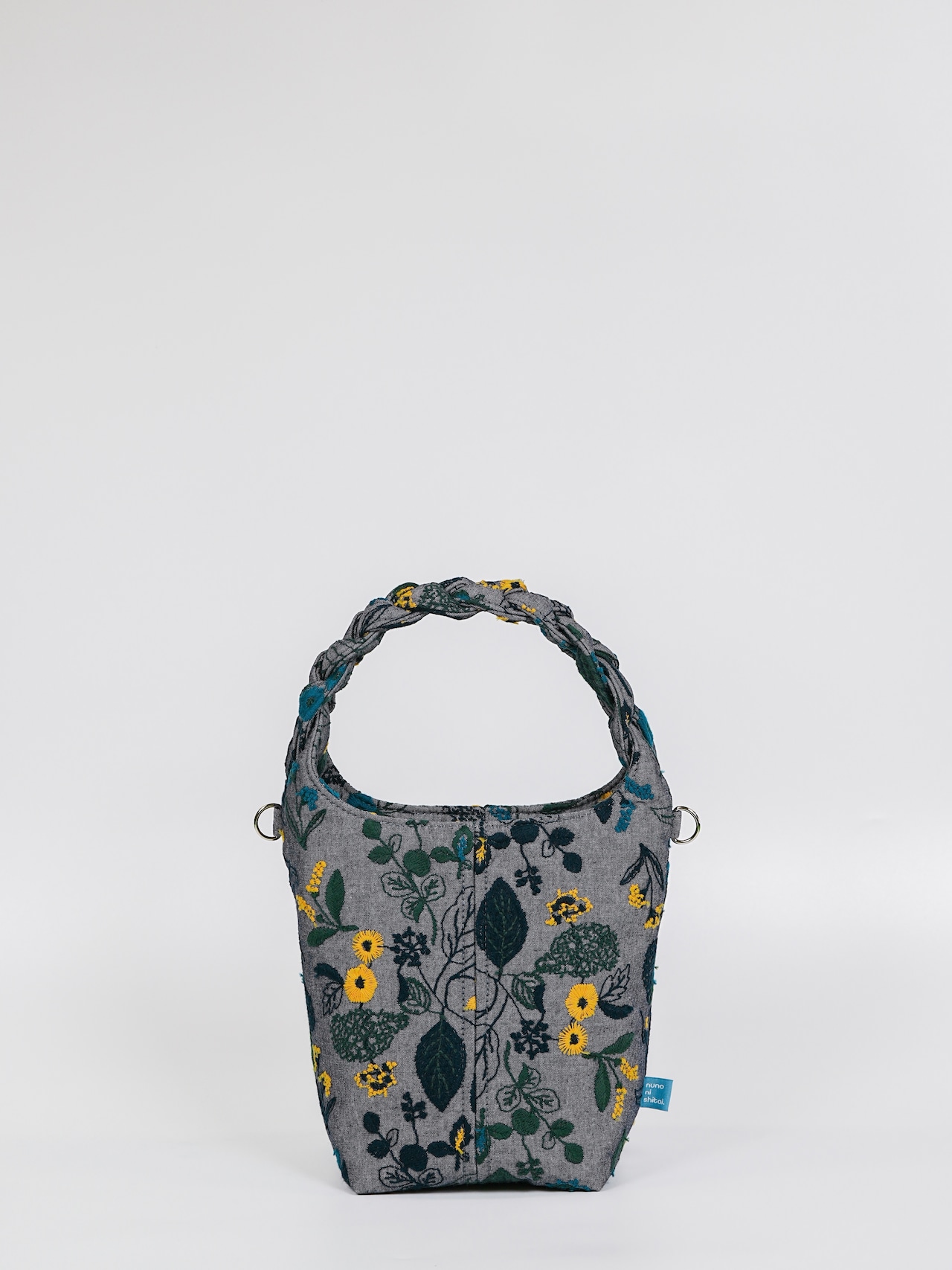 【muuc × ヌノニシタイ】筆記帳刺繍 三つ編みバッグ / ネイビー