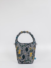 【muuc × ヌノニシタイ】筆記帳刺繍 三つ編みバッグ / ネイビー