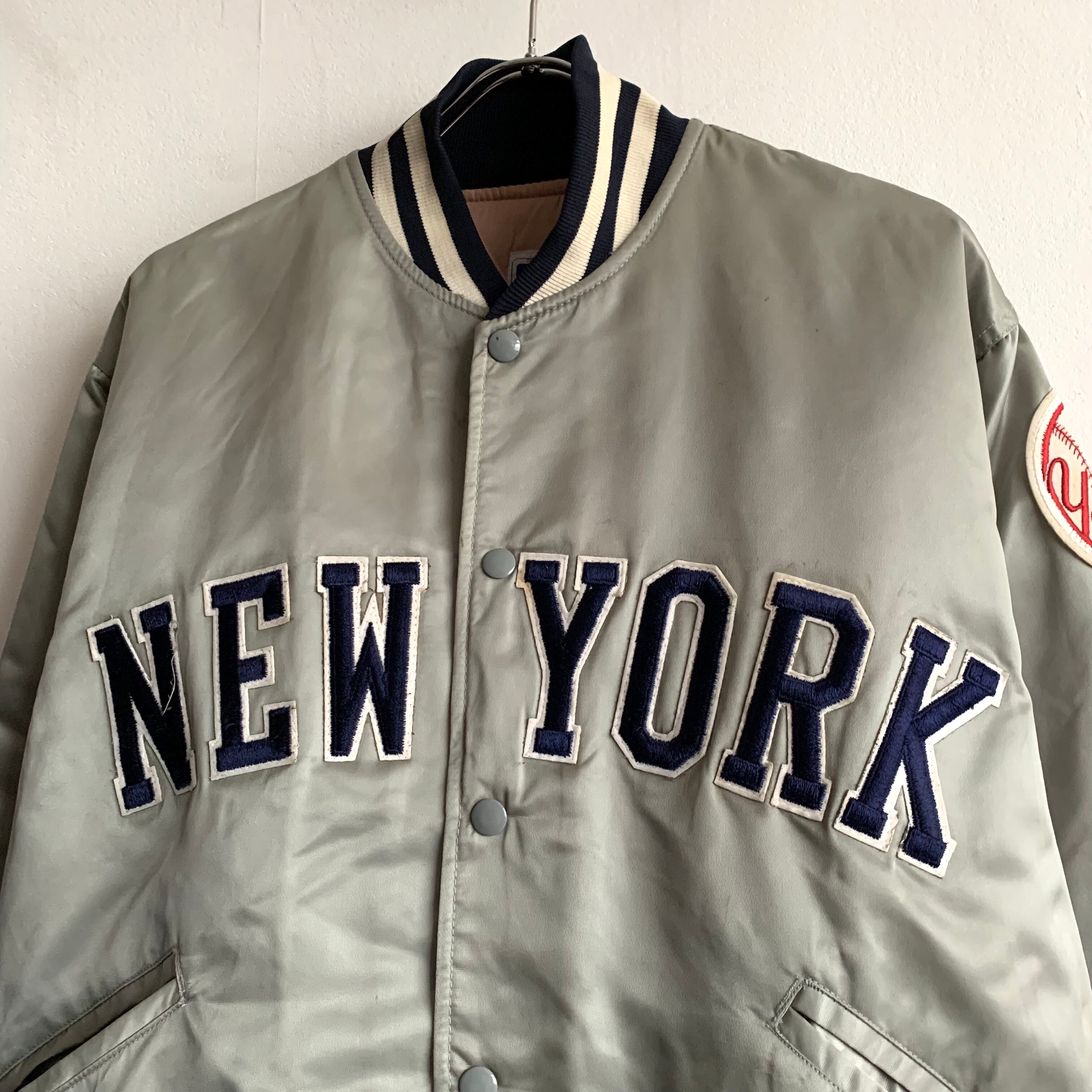 0055 / 1980's felco Yankees varsity jacket グレー スタジャン 