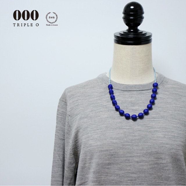 ［ネコポスOK］000 ( トリプルオゥ ) スフィア カラーコンビ ブルー × ライトブルー 53cm【 TRIPLE O トリプルオー ネックレス シルク 刺繍 手洗い可能 アクセサリー ツートーン 箱入り 軽い 笠盛 日本製 】