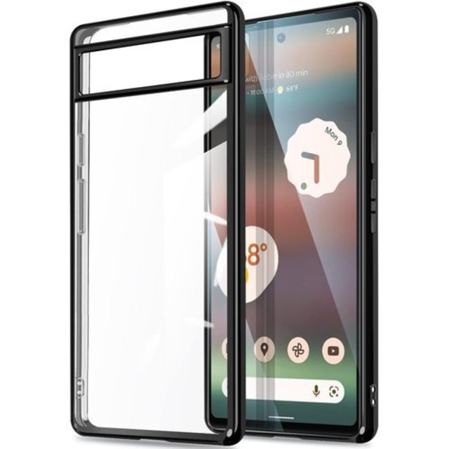 Google Pixel 6A ケース クリア メッキ加工 耐衝撃 薄型 軽量 米軍MIL規格取得 Pixel6a カバー バンパー 人気 TPU ブラック 239