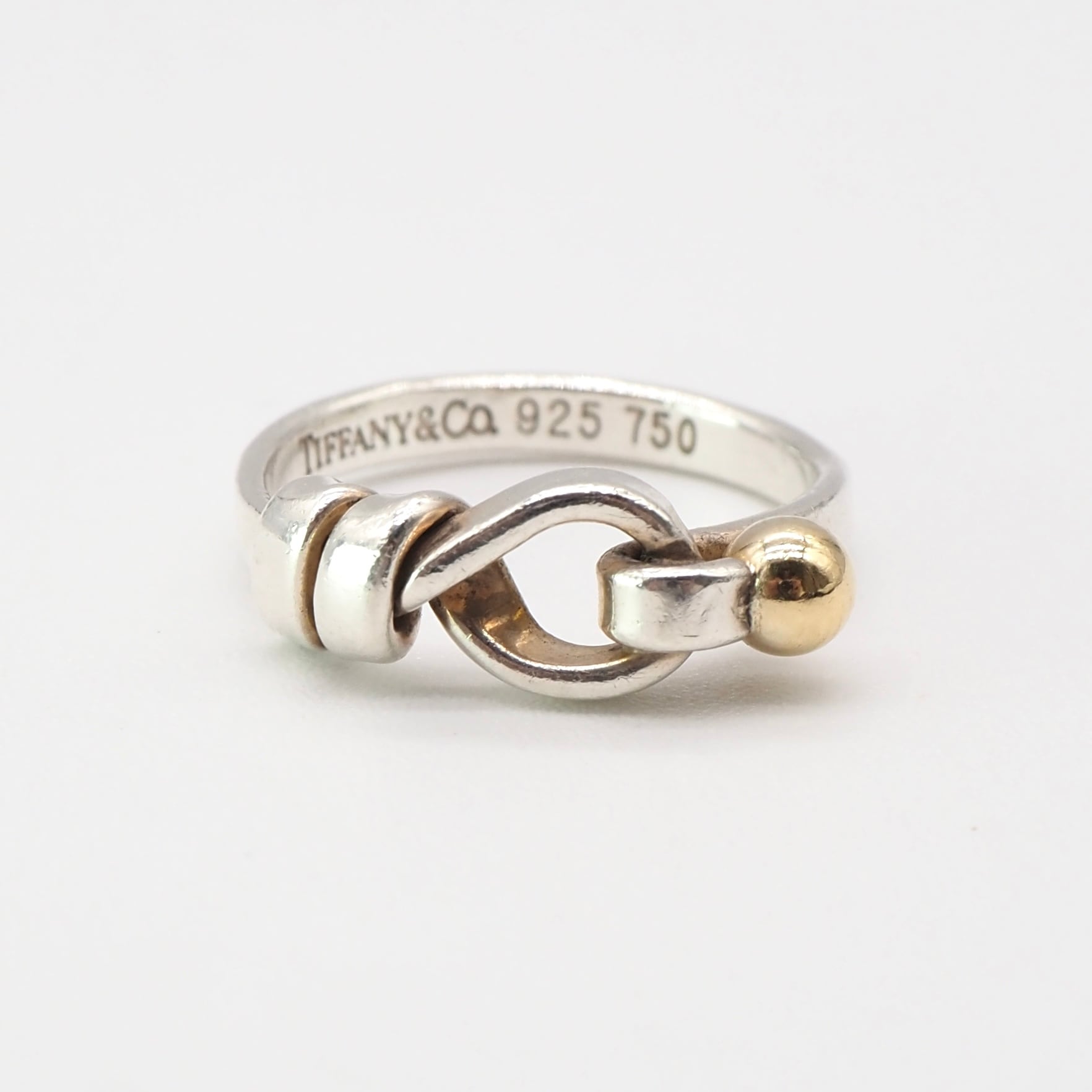 美品　ティファニー　フック＆アイ　リング　約8号　コンビ　925 750 TIFFANY&Co.（ティファニー） 8号 リング・指輪 ラブノット フック