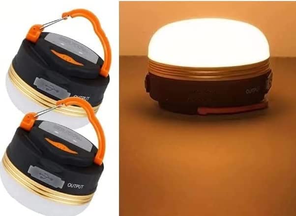 (2個セット, 暖かい電球色) LEDランタン 懐中電灯 携帯型 テントライト 充電式 3つ調光モード 超軽量 携帯便利 防水キャンプ用品 登山 夜釣り 防災対策 高輝度 キャンプランタン (2個セット, 暖かい電球色)
