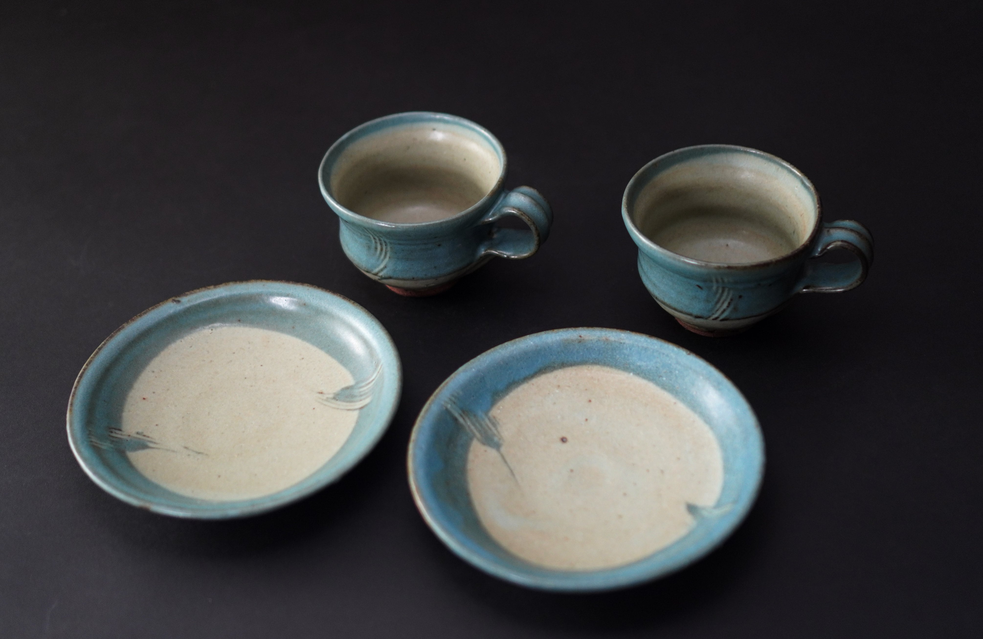 コーヒーカップ（泥彩A）2客セット | 倉敷酒津焼 兜山窯