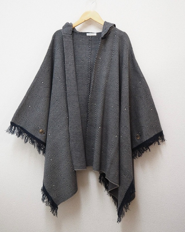 [sale] knit fringe cape <navy>￥5390▶￥4300