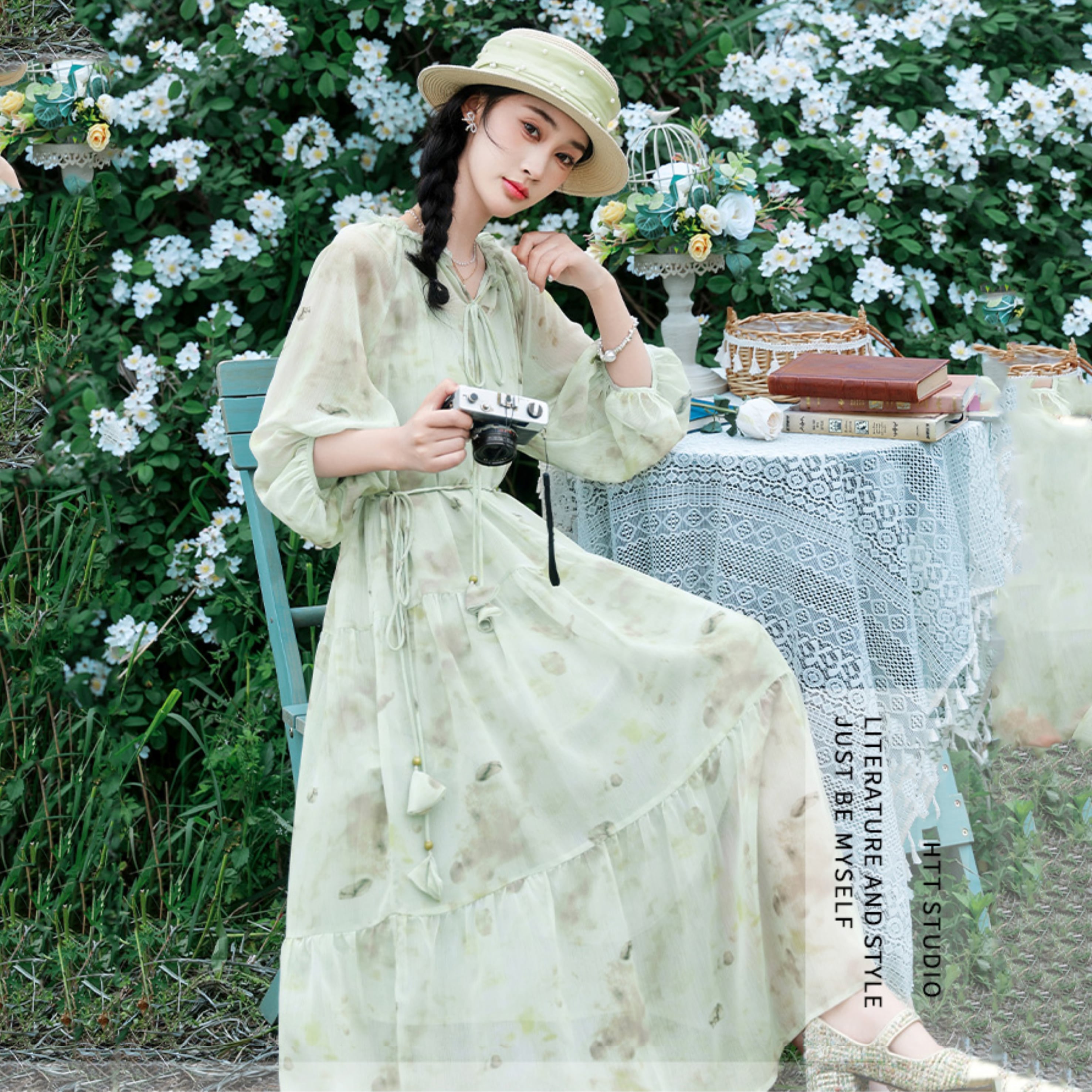 BAILUシリーズ】☆ワンピース2点セット☆ ロング丈 吊りワンピース+  