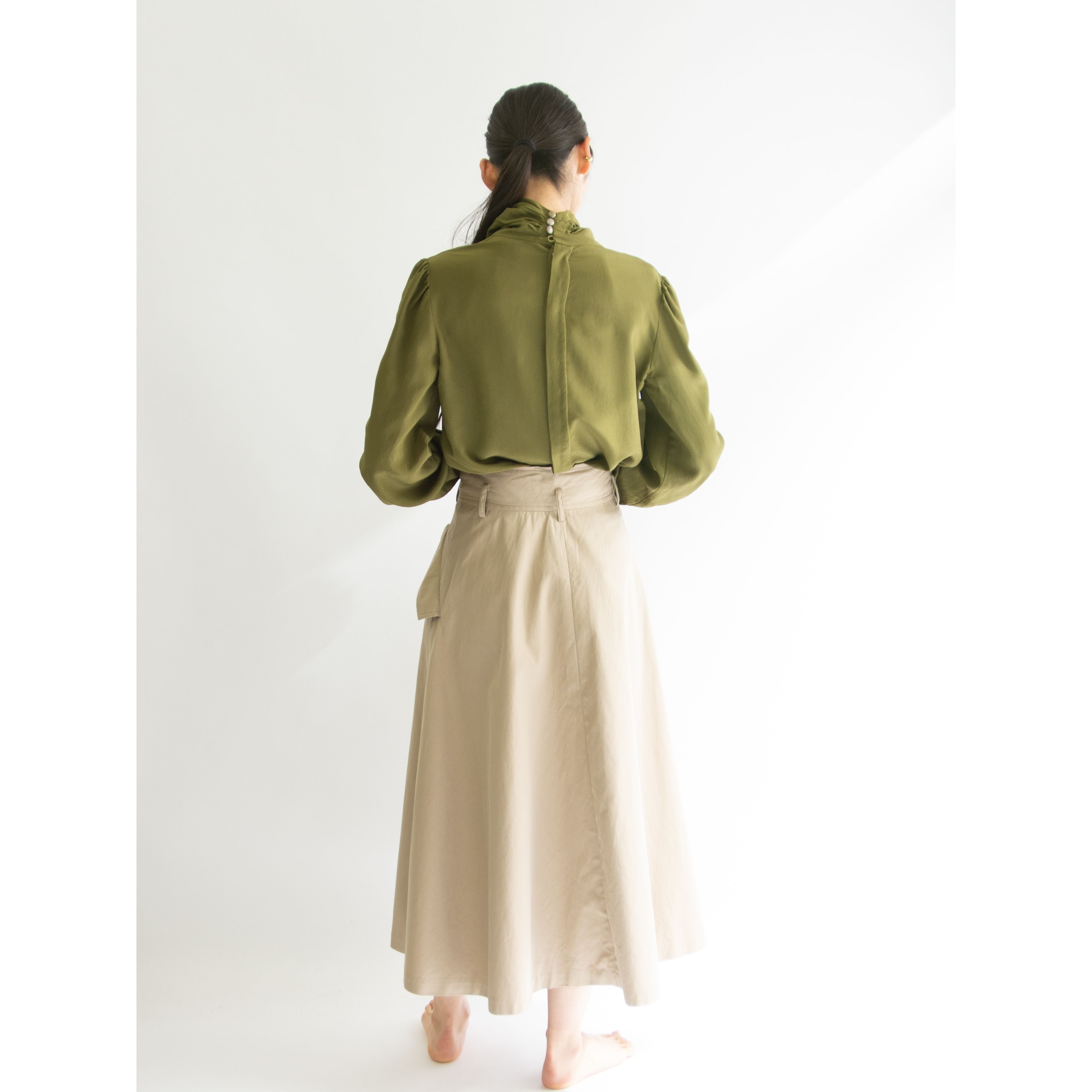 【Valentino Garavani】Made in Italy 100% Silk High Neck Blouse(ヴァレンティノガラヴァーニ イタリア製ハイネックシルクブラウス)