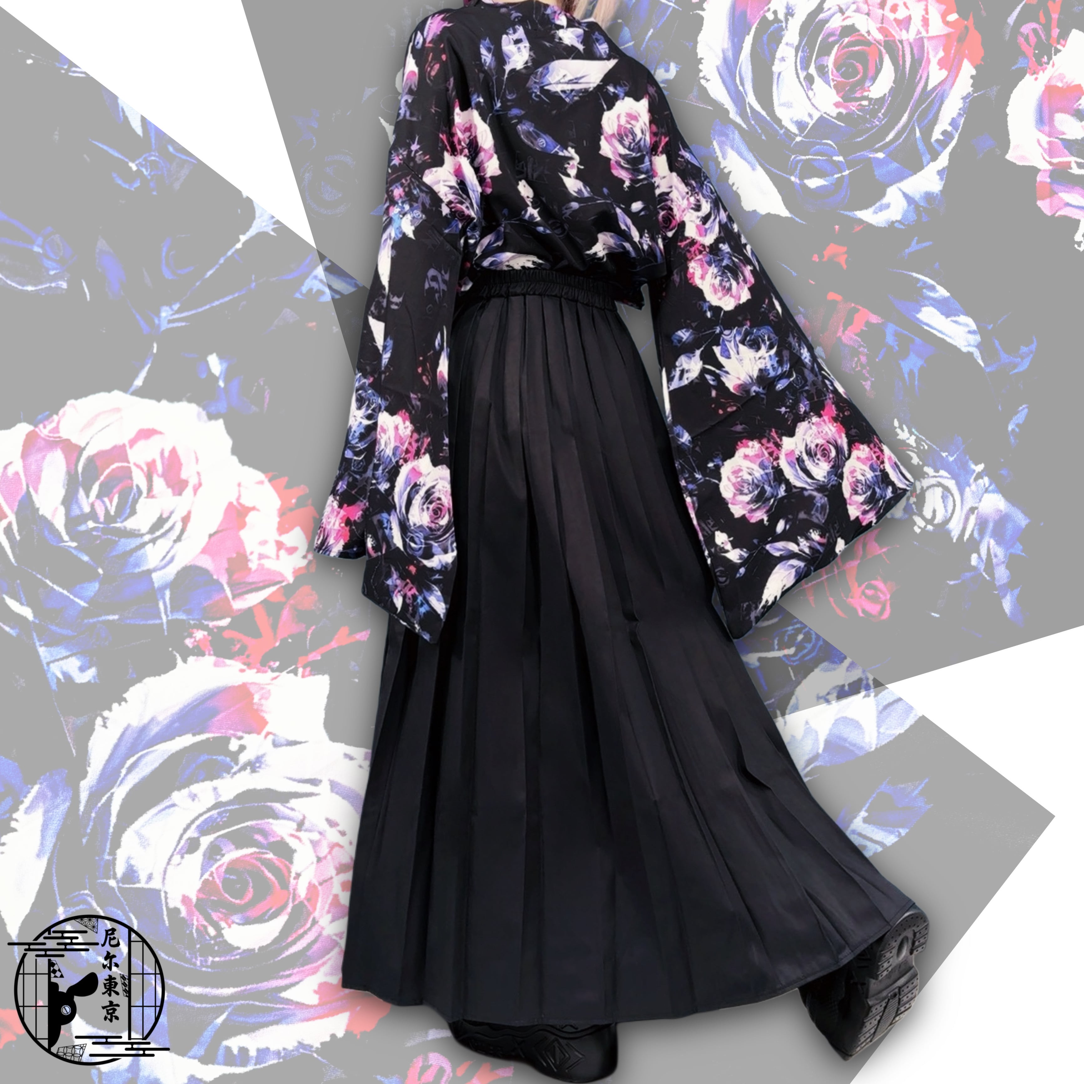 ポケット付き袴風ユニセックススカート【和柄薔薇】 | NIER CLOTHING