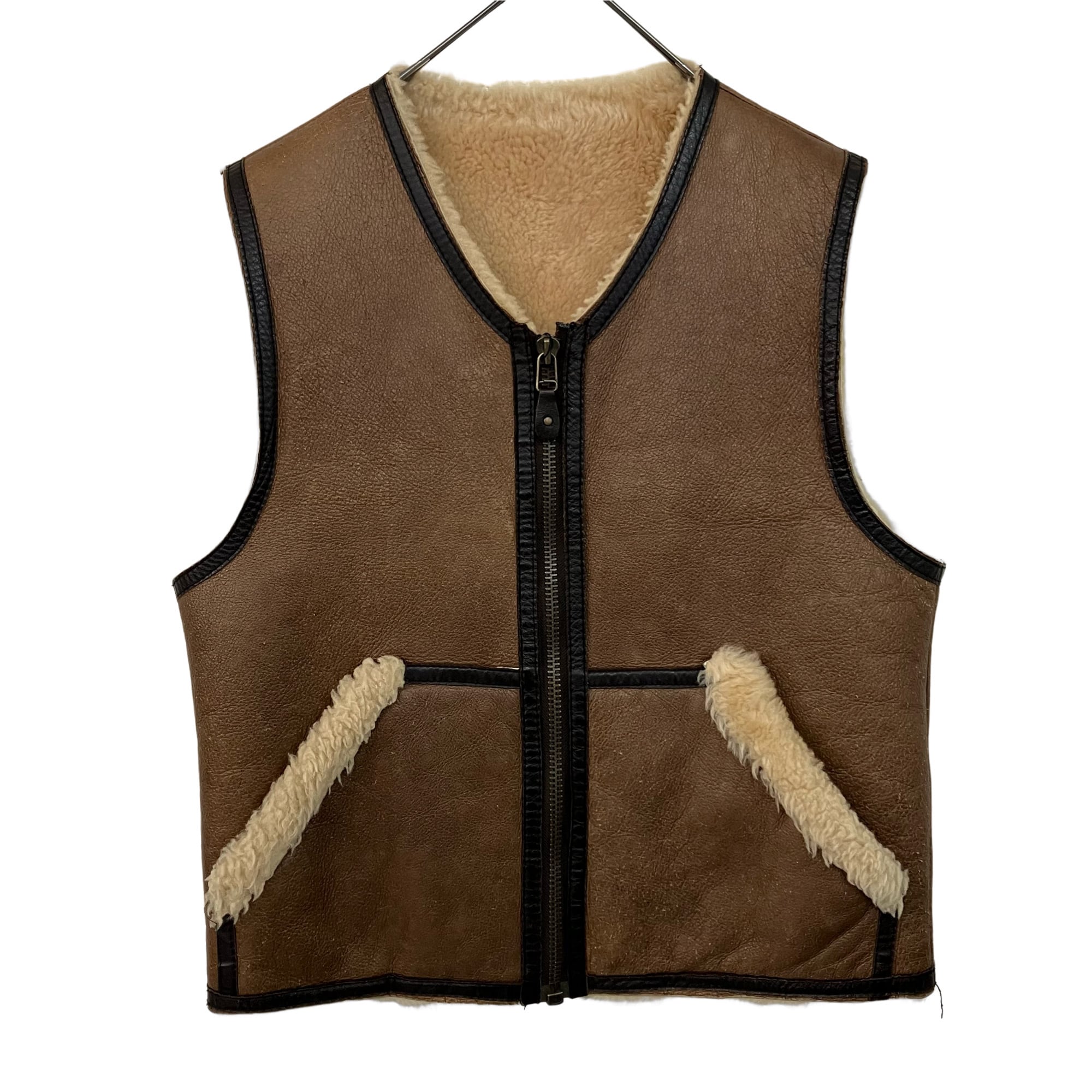 VINTAGE DAF Real Mouton zip Vest 』USED 古着 ヴィンテージ リアル