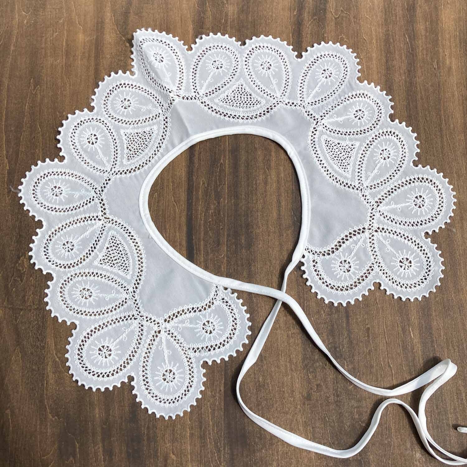 歯車スカラップ花刺繍のつけ襟 | Dua-アクセサリーパーツショップ