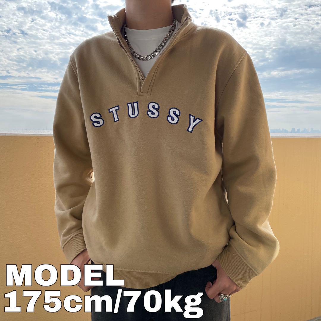 stussy ステューシー ハーフジップスウェット アーチロゴ XL ベージュ ...