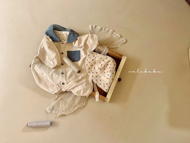 【即納】dot sailor suit / valubebe(s1013:韓国子供:ロンパース)