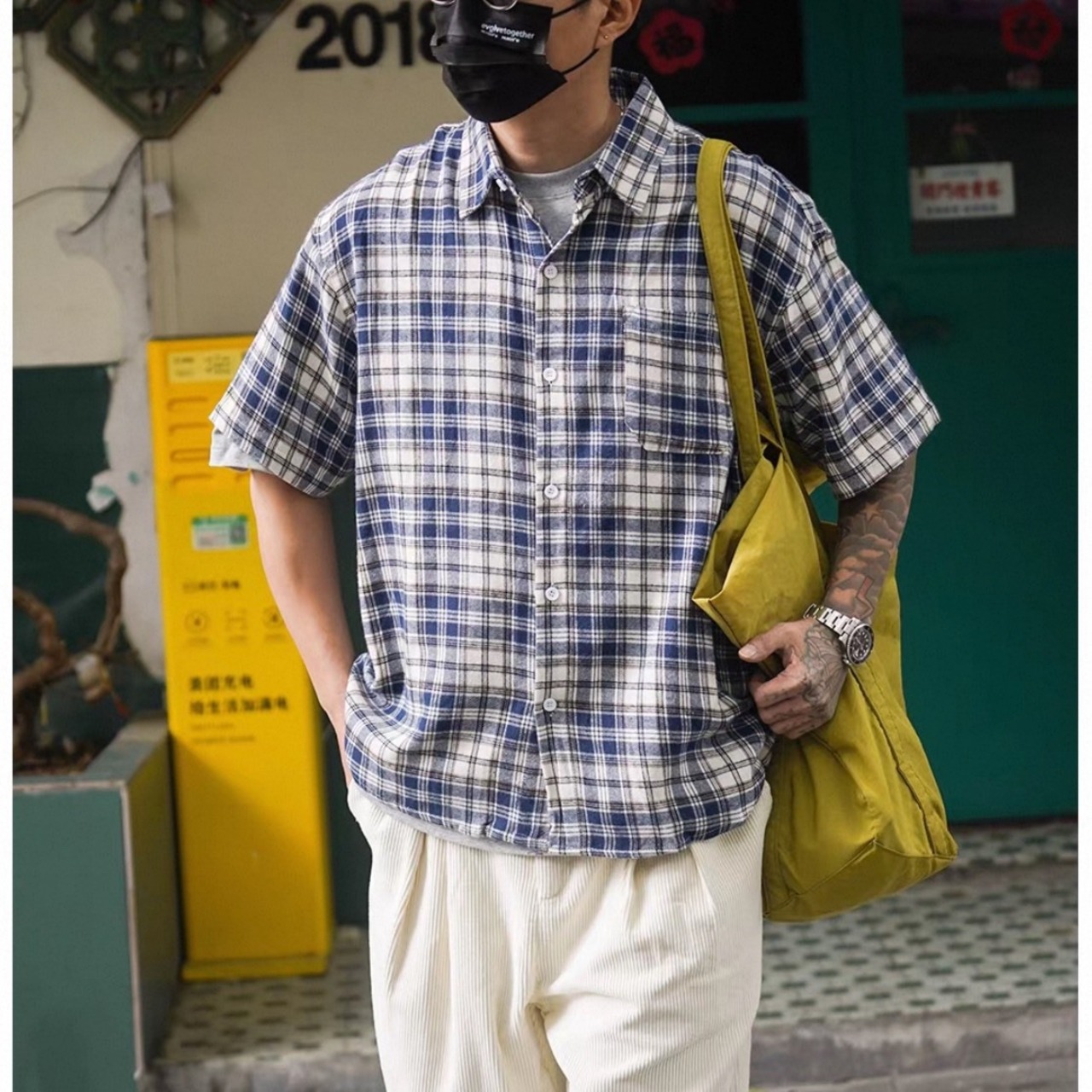Flannel check chest pocket shirt 1457 - 6