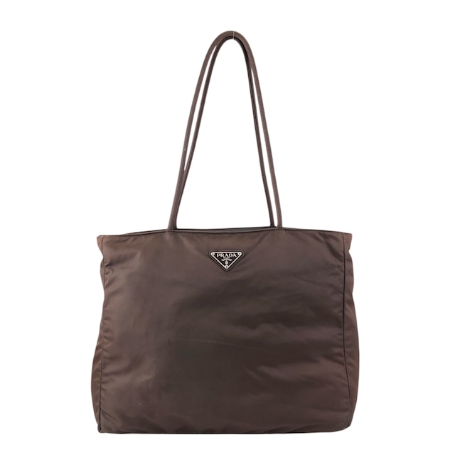 PRADA プラダ トートバッグ ブラウン トライアングルロゴ ナイロン vintage ヴィンテージ オールド nda4br