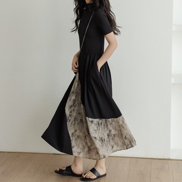 half-turtle switching design dress L0313