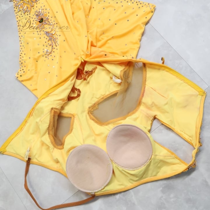 社交ダンス 衣装 ラテン ドレス ワンピース ラテンドレス 黄色 軽い