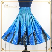 フラダンス 衣装 パウスカート ブルー系 フラ ダンス シングル グラデーション ヤシ柄 青 水色 黒 爽やか 華やか スカート ハワイアン アロハ かわいい ふんわり ハワイアンプリント ブラック系